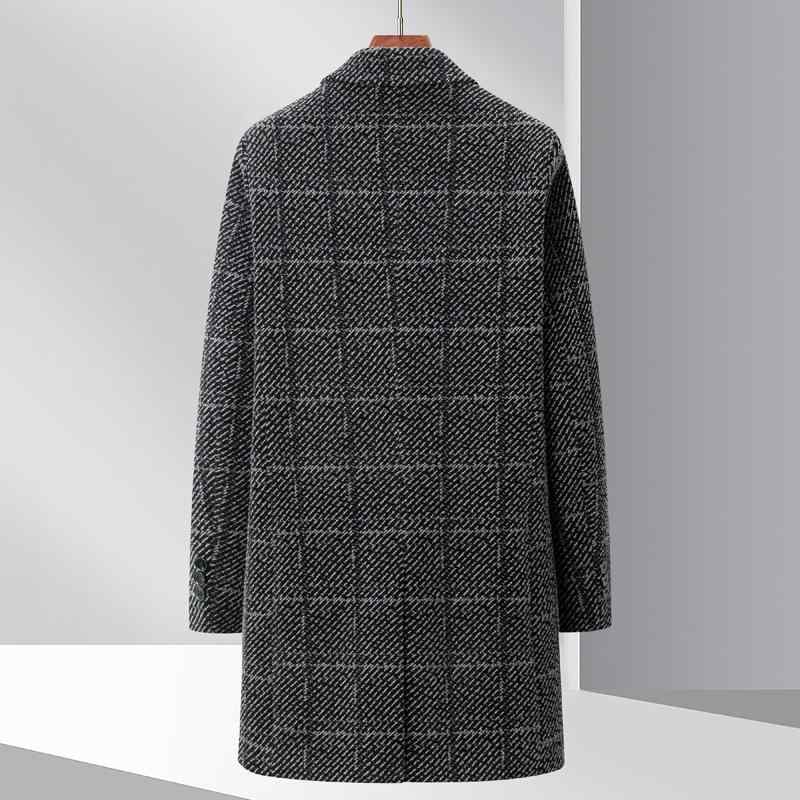 コート メンズ ウール 格子柄 秋冬 韓国風 スリム 厚手 ロング丈 シングルブレスト 170/M 175/L 180/XL 185/XXL 190/XXXL 195/XXXXL ポリエステル 浅灰 深灰 日常 普段使い|Tanzan