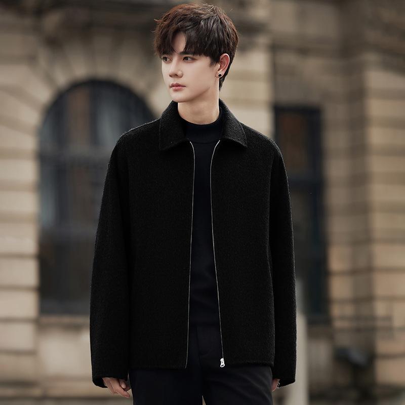 コート レディース ウール テーラード 秋冬 韓国風 ショート丈 ゆったり 無地 黒 ブラック グレー M L XL 2XL