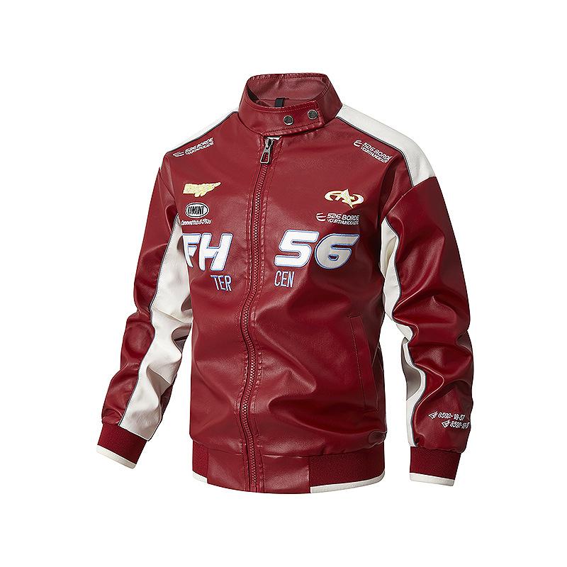 ジャケット 男性用 レザージャケット PUレザー ライダースジャケット スタンドカラー 合皮 アウター スプリングコート 黒 白 赤