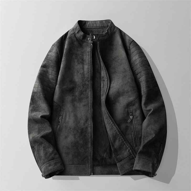 なめし革上衣 成人男性用 裏起毛 ボア付き添い人 PUなめし革 上衣 秋冬 防寒 あったか 照明ランプ色合い 黒いこと 黒 赤銅色 赤銅色 緑であること M L XL 2XL 3XL 4XL