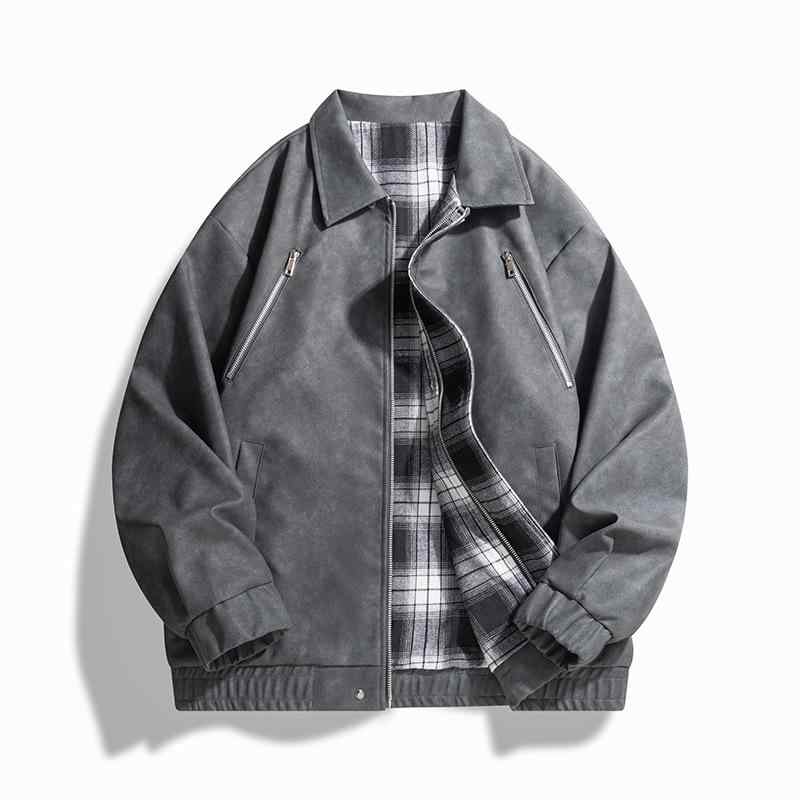ジャケット 男性用 レザージャケット 秋冬 耐摩耗性 裏起毛 合皮 長袖 ショート丈 灰色 黒色 コーヒー色