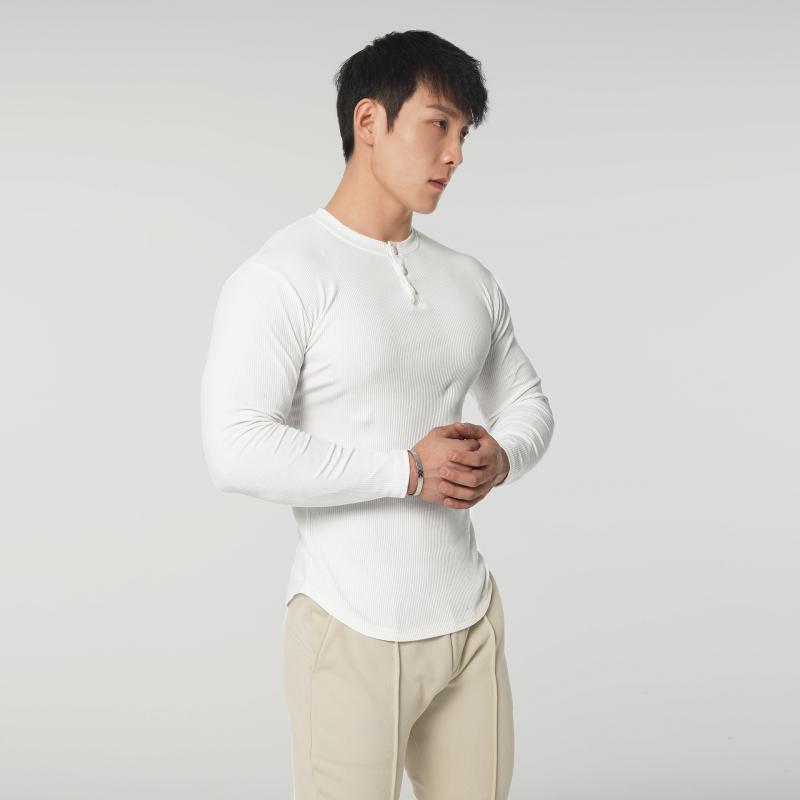 Tシャツ メンズ 男性用 秋物 スポーティ カジュアル 長袖 無地 コットン スリムフィット ラウンドネック トップス