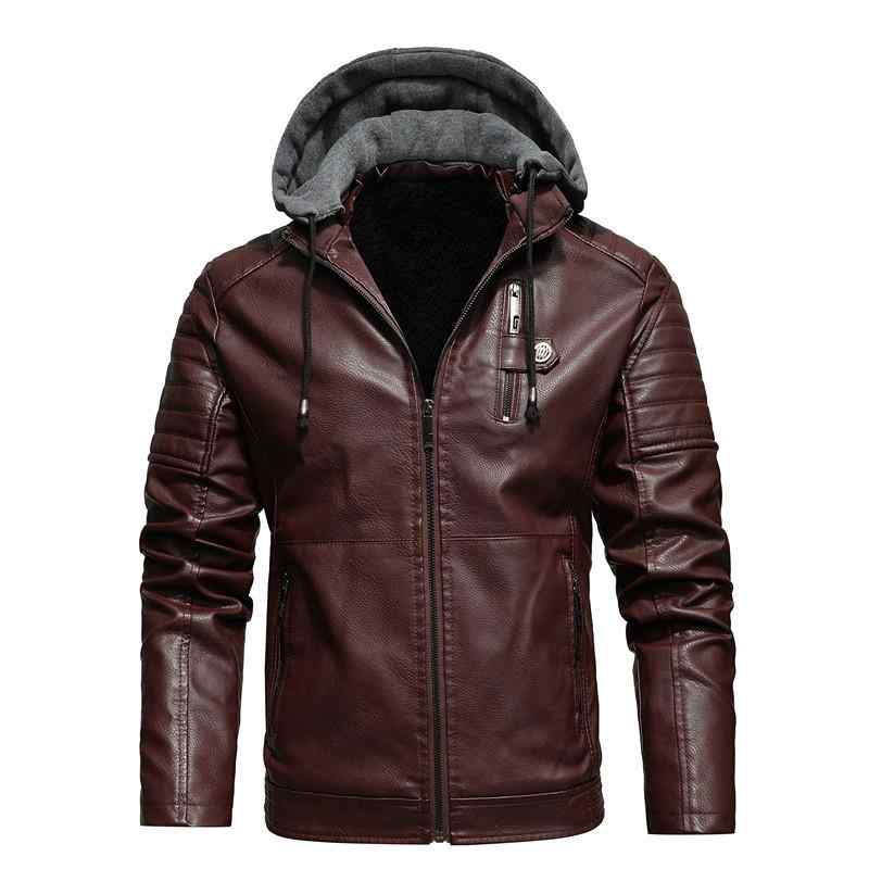 ジャケット 男性用 PUレザー 裏起毛 フード付き バイカー 秋物 アウター XL XXL XXXL XXXXL 5XL 白 赤 黒