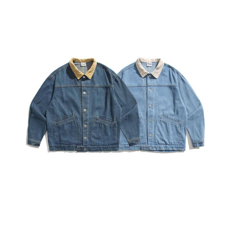 上衣 成人男性用 コール天 ジーンズ うつり変わり ともし火青み うす暗い青み 秋 日系 レトロ 兄ちゃん