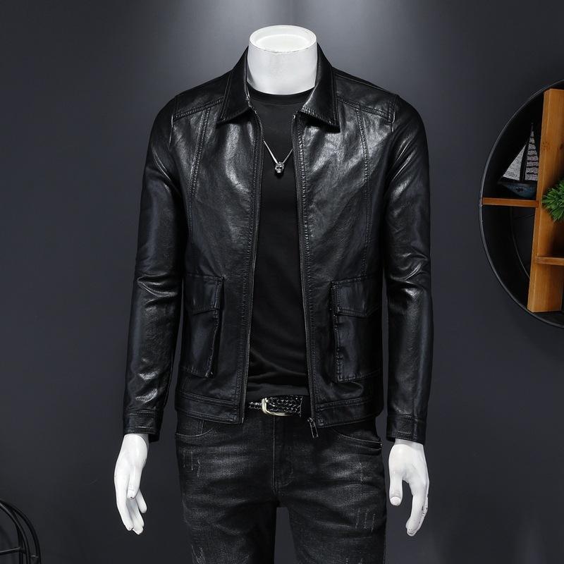 ジャケット 男性用 紳士用 PUレザー ブルゾン アウター 秋冬 ライダース バイク ウェア トップス 襟付き 黒 ブラック ダークブラウン M L XL 2XL 3XL 4XL ゆったりめ 多ポケット|Tanzan