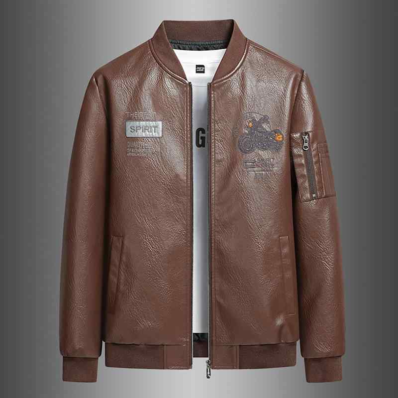 ジャケット 男性用 PUレザー ブルゾン スタンドカラー リブ裾 ショート丈 合皮 アウター ブラック コーヒー色 春秋 カジュアル