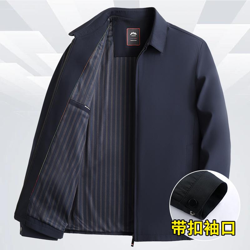 ジャケット 男性用 紳士服 アウター ビジネス カジュアル 防風 ポリエステル 多ポケット ミドルエイジ 紺色 黒色