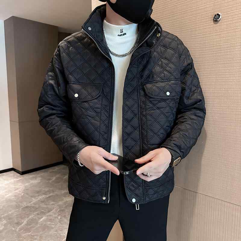 ジャケット 男性用 中綿入り 菱形 アウター 冬物 ポリエステル ブラック 軽量 あったか|Tanzan