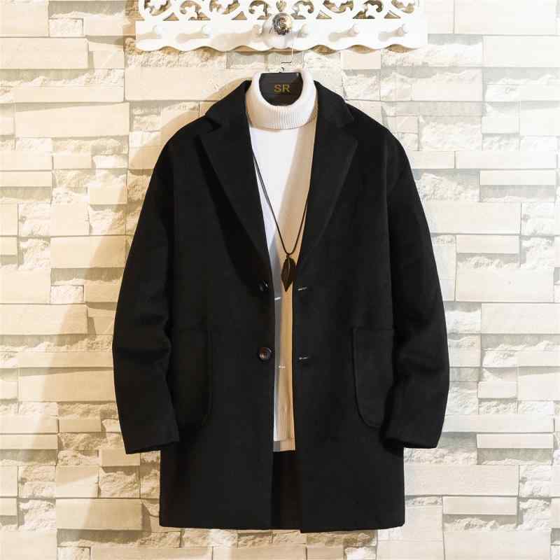 コート メンズ 男性用 ウール ミドル丈 ロング丈 襟付き シングルブレスト 薄手 ゆったりサイズ M L XL 2XL 3XL 4XL 5XL ベージュ ブラック