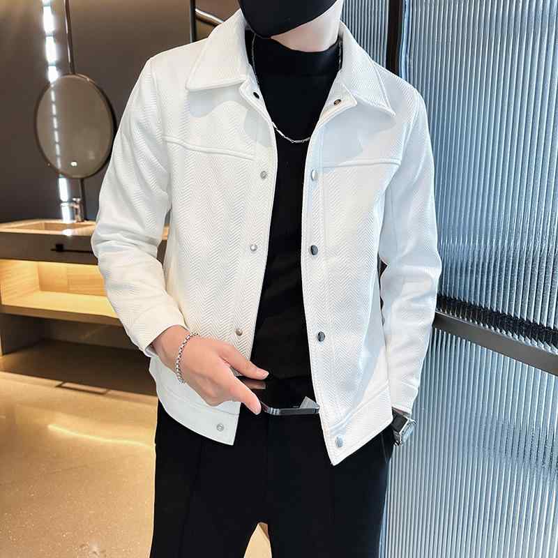 上衣 成人男性用 上衣 耐摩耗 防風 襟付き添い人 か細い相応う スプリングコート アウター 心地好い 今めかしい 白いこと 黒いこと