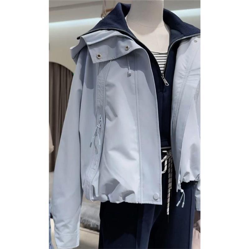 ジャケット レディース 春秋 撥水 防風 パーカー ブルゾン ジャンパー M L XL 2XL 3XL ゆったり 無地 ブルー｜Tanzan