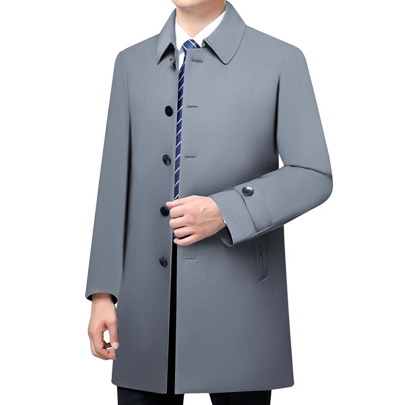 ジャケット メンズ 男性用 スプリングコート ミドル丈 ビジネス 紳士服 薄手 襟付き アウター 無地 ブルー グレー|Tanzan