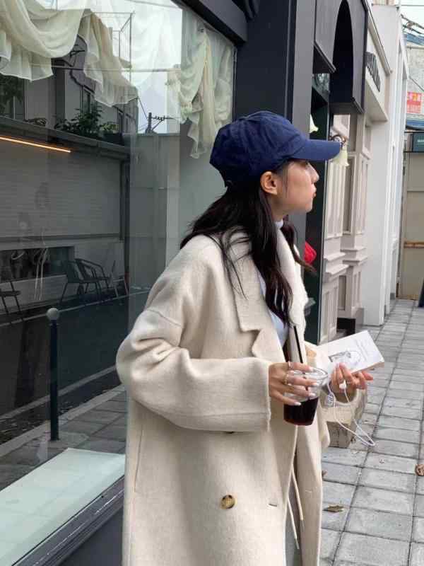 コート レディース 羊毛 アルパカ混 ダブルブレスト ゆったり 厚手 秋冬 レトロ ブラウン ベージュ グレー ブラック オートミール ピンク系