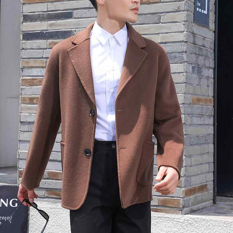 コート メンズ 男性用 ウール ダブルフェイス テーラード 秋冬 ビジネス 紳士服 カジュアル 通勤 無地 カフェオレ 混紡グレー ネイビー ブラック|Tanzan