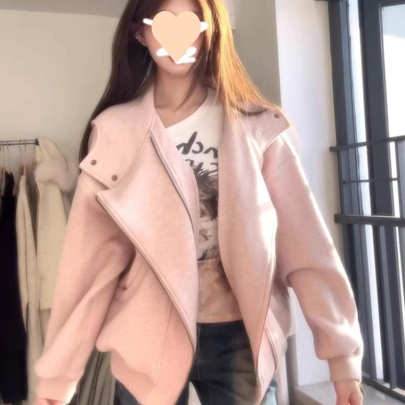 上衣 レディース 時間 襟付き添い人 遊撃手丈 アウター 韓国風 ベースボール服 トップス 御前上等感 サクラ色系 S M L XL アクリル樹脂 通い コート・ジャケット-レディースファッション