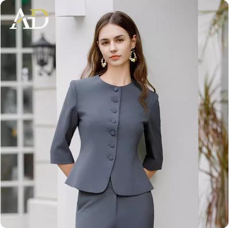 スーツ レディース 事務服 春秋用 5分袖 テーラードジャケット パンツスーツ スカート ビジネス オフィス フォーマル 面接 リクルート 通勤 OL 上品 きれいめ グレー 灰色 紺 ネイビー ピンク 青 ブルー アイボリー 白 黒 ブラック S M
