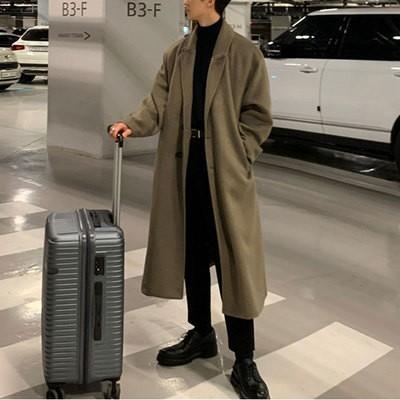 コート メンズ 男性用 ウール ミドル丈 オーバーサイズ ブラック キャメル 秋冬