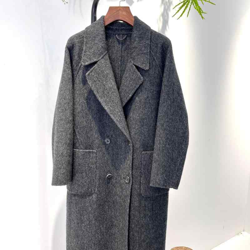 コート レディース ウール ロング丈 秋冬 ダブルブレスト 黒 グレー キャメル 無地 ゆったり 大きめ 文芸風 レトロ 16,004円