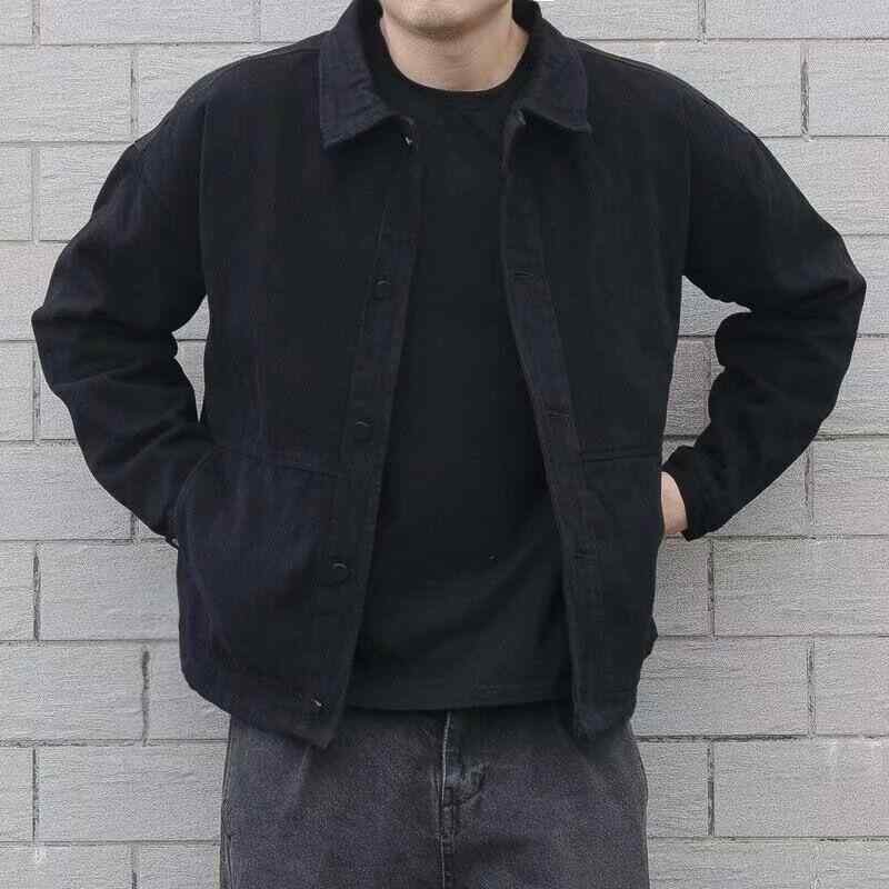 ジャケット 男性用 デニムジャケット Gジャン ブルゾン 春秋 黒 ブラック ゆったり ワークジャケット コットン 耐摩耗