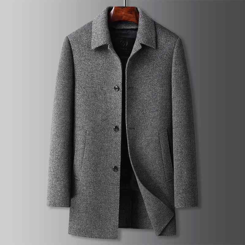 厚地の外套 メンズ 成人男性用 毛糸 メルトン 大寸大きさ 2XL 3XL 4XL 5XL 6XL 7XL 8XL 取りはずし能力のある 落ち込むラインドライブ付き添い人 朦々たる 無地 薄墨色 緑 カーキ色 秋冬 通い 普段使い
