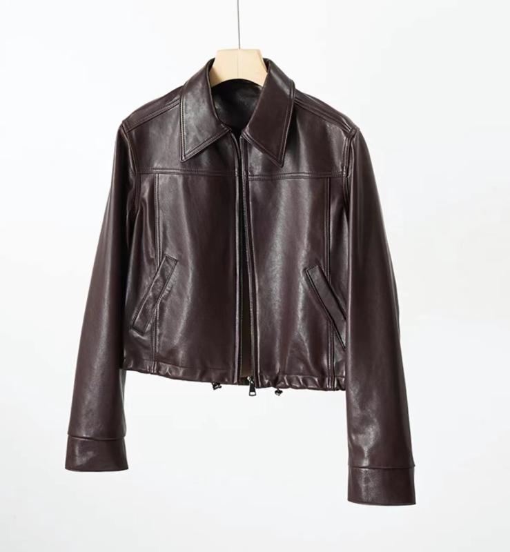 ジャケット レディース 秋冬 真皮 羊革 植鞣革 レザージャケット 革ジャン ライダース バイクウェア アウター 黒 ブラック 茶色 ブラウン