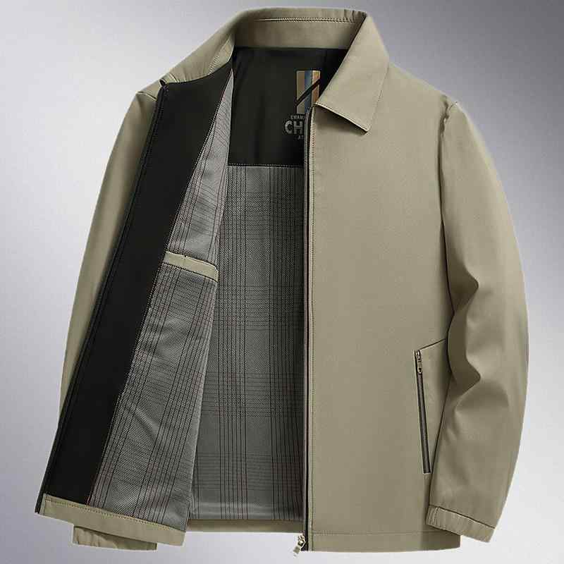上衣 成人男性用 成人男性服 年月 アウター 中高年向け ポリエステル 翻襟 ファスナー 多衣嚢 普段使い走り 伸縮性 米国海軍 黒いこと カーキ