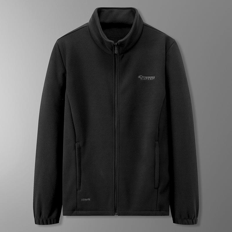 ジャケット 男性用 大きいサイズ フリース 立ち襟 ジップアップ ブルゾン ゆったり 伸縮性 防寒 秋冬 ブラック ダークブルー ダークグレー グリーン