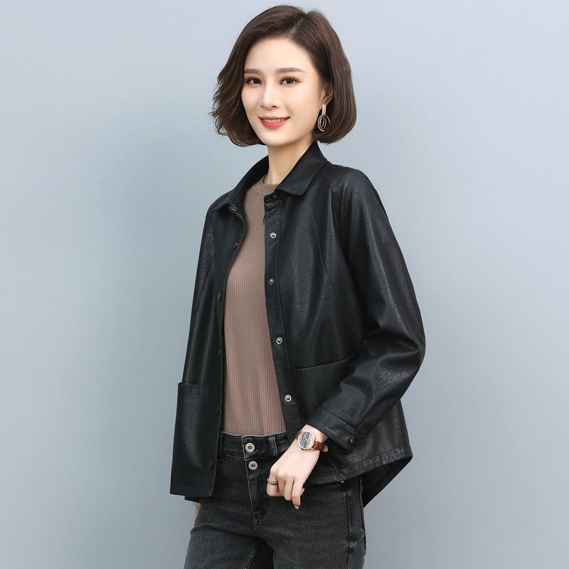 上衣 レディース 羊革 なめし革上衣 M L XL XXL 3XL 4XL 5XL 本革 パステル色の 通い 自動二輪車 バイ鉄道車両 秋 冬 黒 黒いこと カーキ ぶどう酒赤いこと 気が大きい大きさ
