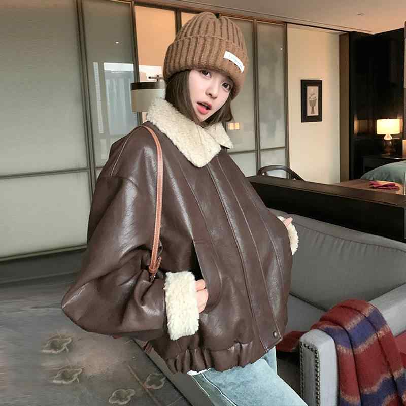 ジャケット レディース 秋冬 フェイクレザー 裏ボア ショート丈 ゆったり あったか 防寒 ブラウン ブラック PUレザー アウター カジュアル