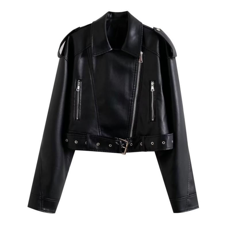 ジャケット レディース 春秋 フェイクレザー ブルゾン ライダースジャケット 襟付き ショート丈 ブラック レッド 長袖 普段使い お出かけ