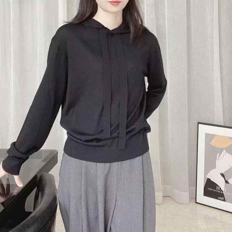 ニット レディース パーカー プルオーバー 長袖 カジュアル トップス 春秋 普段使い 韓国風 ゆったり 部屋着 ブラック ブラウン レッド｜Tanzan