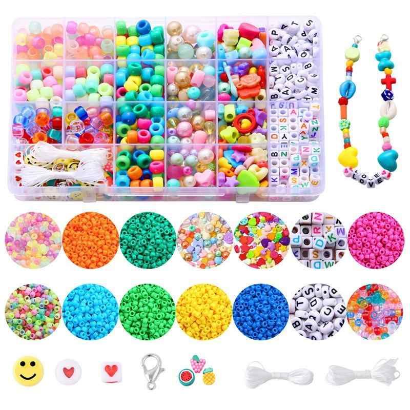 ビーズ アクリル製 DIY 手芸 ブレスレット シューズアクセサリー チェーン ジュエリー パーツ 24色セット