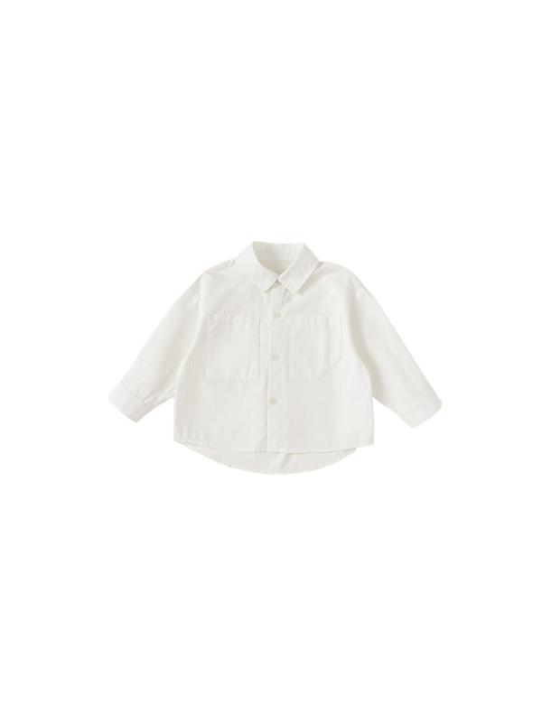 シャツ キッズ 男の子 長袖 無地 コットン トップス 子供服 ベビー服 春秋 シンプル 80 90 100 110 120 130 140 ホワイト ブラック 4,681円