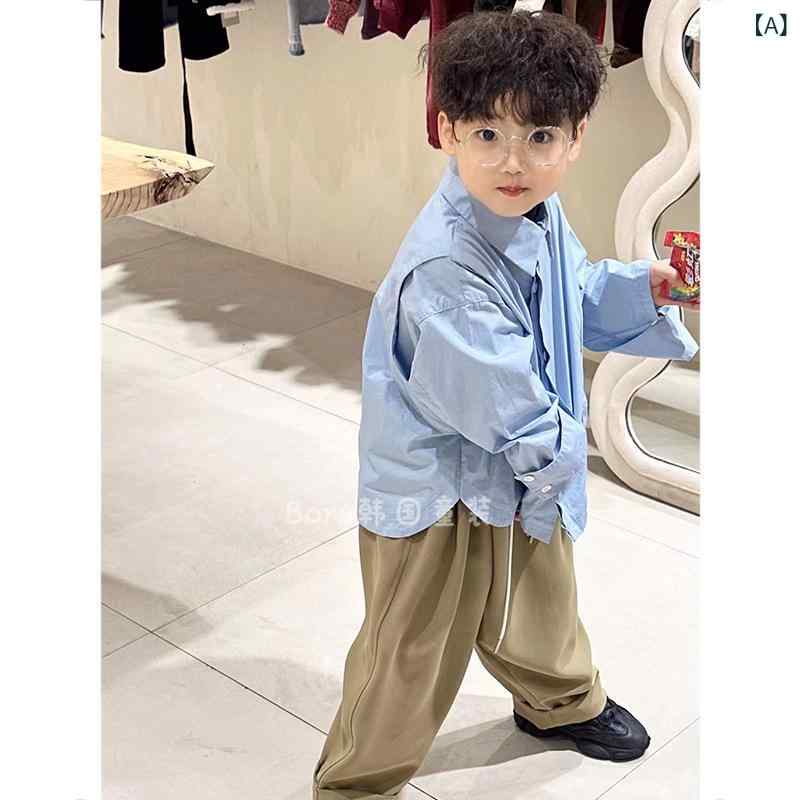シャツ キッズ 子供服 長袖 薄手 アウター 男の子 女の子 春夏 おしゃれ かっこいい 無地 襟付き カジュアル ポリエステル