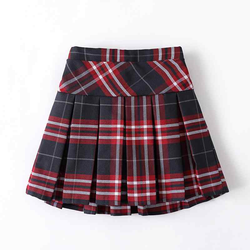 スカート キッズ 女の子 子供 百褶スカート 赤 チェック柄 ミニスカート スクール 制服 通学着 学院風 春秋 綿 混紡 110cm 120cm 130cm 140cm 150cm 160cm 170cm 180cm