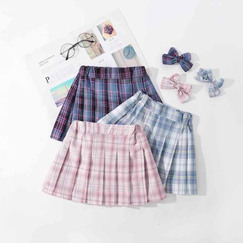 スカート キッズ 女の子 子供 JK制服 格子柄 ミニスカート コットン 学院風 普段使い かわいい 白 ピンク系 黒 紫 白 ブルー 110cm 120cm 130cm 140cm 150cm