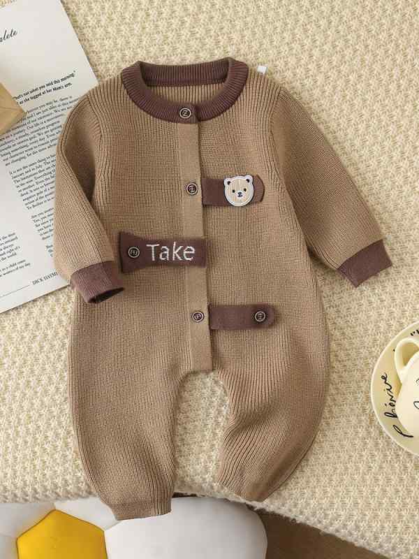 ベビー服 ニット ロンパース 男の子 長袖 前開き 幼児 普段使い 赤ちゃん 乳幼児 モーダル 春秋 厚手 66cm 73cm 80cm 90cm
