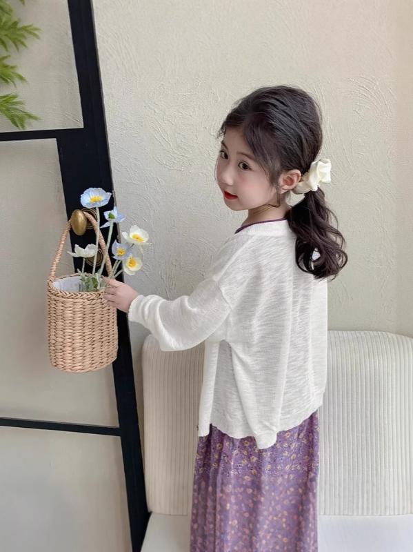 カーディガン キッズ 女の子 薄手 ニット サマー ジャケット 子供 アウター 冷房対策 綿 通気性 快適 かわいい 公園 普段使い
