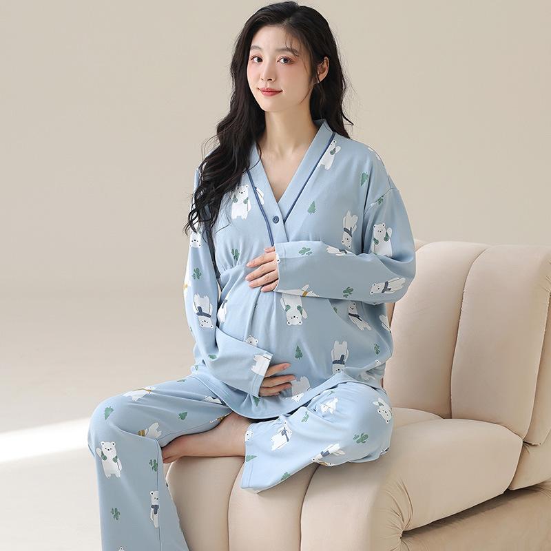 マタニティ パジャマ レディース 秋冬 長袖 授乳服 セットアップ 産後 授乳口付き ルームウェア 部屋着 婦人服 妊婦 ポリエステル かわいい