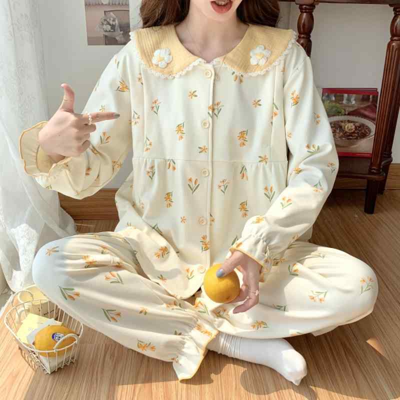 マタニティ パジャマ 春秋 綿100% 授乳服 2点セット 調整可能 産前 産後 産褥 半袖 長袖 ルームウェア かわいい 小花柄 格子柄 アニマル柄
