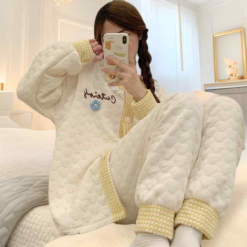 パジャマ レディース マタニティ 秋冬 長袖 授乳服 上下セット 綿 妊婦 産前 産後 2XL 3XL XL L
