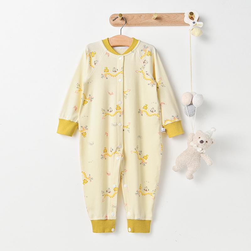 子供服 長袖ロンパース ベビー服 コットン 綿 無縫製 カバーオール パジャマ 赤ちゃん 外出着 薄手 春秋 熊猫 パンダ ハリネズミ