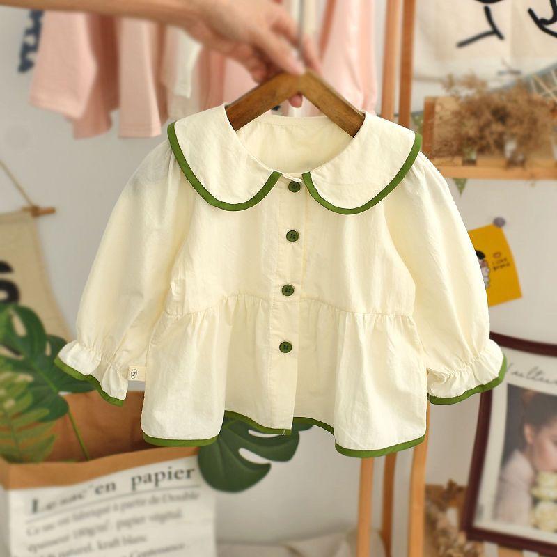 シャツ ベビー服 女の子 長袖 襟付き ブラウス 春秋 かわいい コットン 森ガール 小花柄