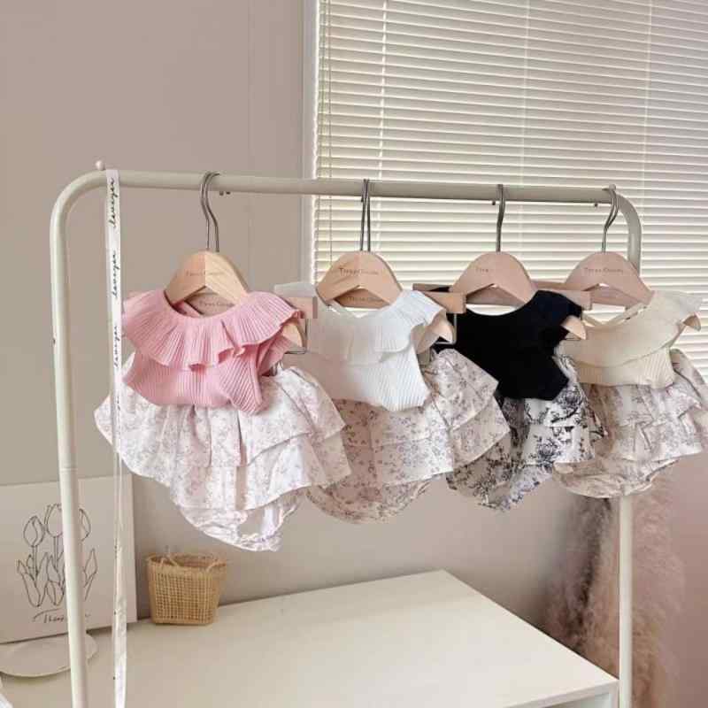 ベビー服 女の子 夏物 上下セット ノースリーブ トップス 花柄 ショートパンツ かわいい 幼児 赤ちゃん 薄手 コットン 2点セット ブラック ピンク系 60 70 80 90
