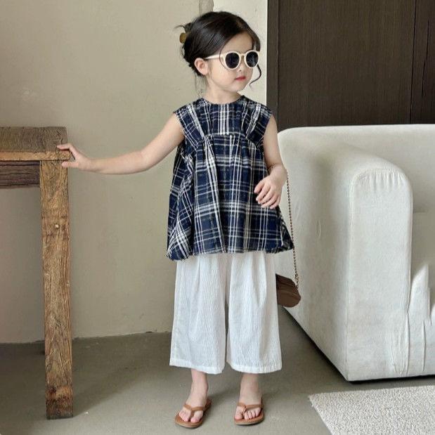 子供服 女の子 森ガール セットアップ 春夏 半袖 ブラウス パンツ 韓国風 子供 海 ビーチ リゾート