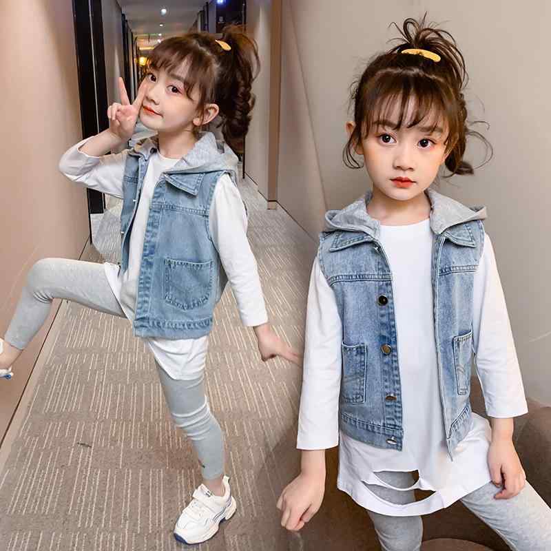 子供服 ベスト 女の子 デニム ジャケット フード付き 取り外し可能 春秋 カジュアル 普段使い 中学生 小学生 アウター 上着 綿 110cm 120cm 130cm 140cm 150cm 160cm