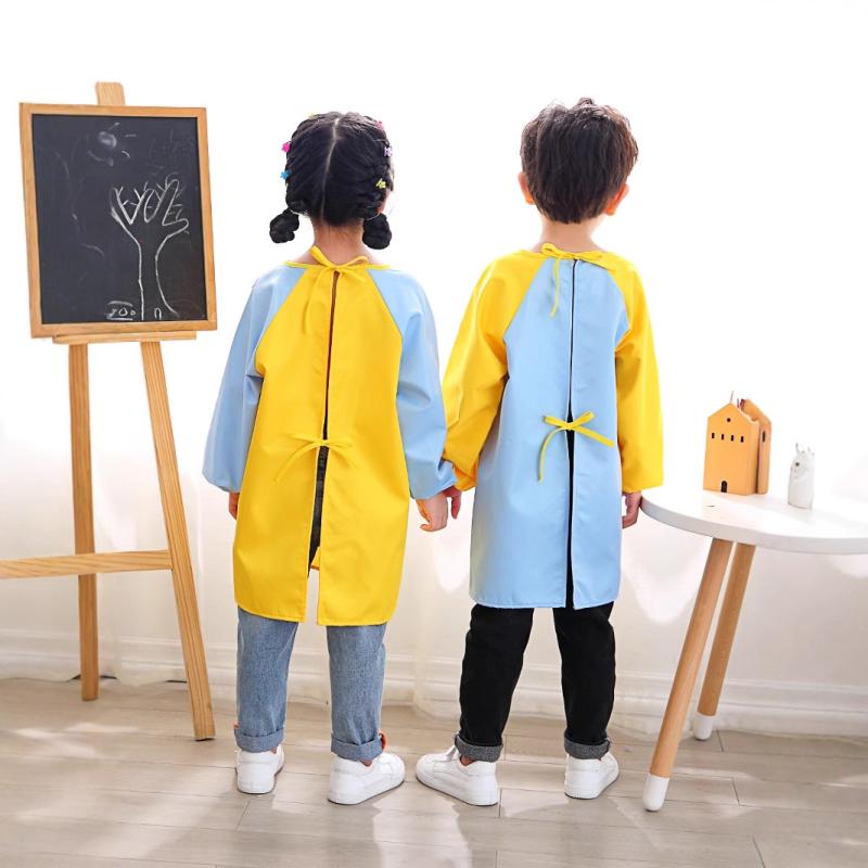 エプロン 子供用 幼稚園 保育園 幼児 防水 スモック 女の子 男の子 図工 絵画 工作用 かわいい カートーン柄 ポリエステル 綿