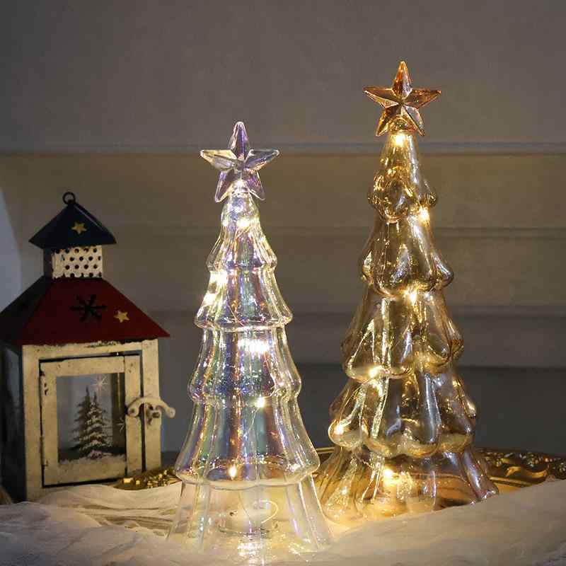 クリスマスツリー ライト ガラス製 ミニ 卓上 飾り 雰囲気 A款（自??子） B款（需自?3?7号?池） C款（自??子） 欧風 モダン