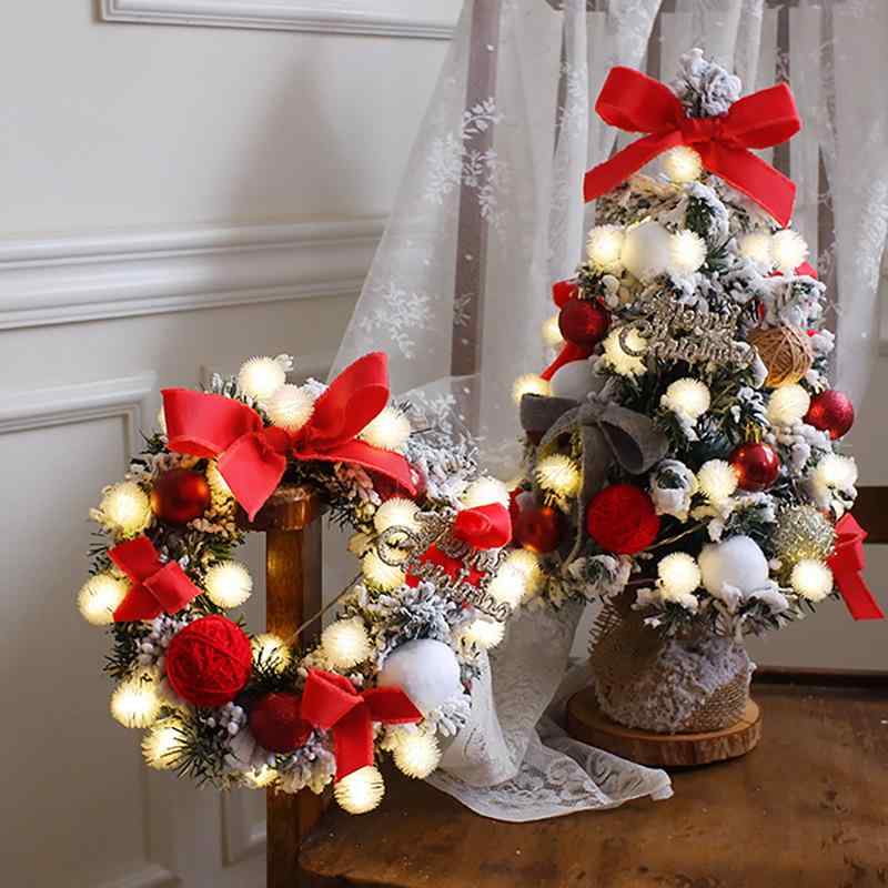クリスマス リース 植毛 クリスマスツリー 盆栽 デコレーション 30cm 40cm 45cm 50cm 60cm 90cm レッド ピンク グレー PVC 卓上 飾り