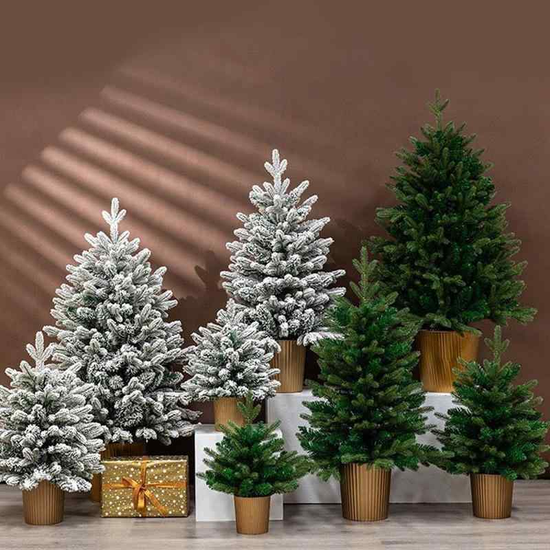 クリスマスツリー 積雪松 卓上 60cm 90cm 120cm 白色 クリスマス飾り オーナメント付き 商店 銀行 ホテル デコレーション 撮影道具 プラスチック製｜Tanzan